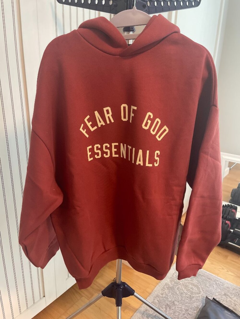 NWT Fear of God Essentials Crimson Hoodie XXS Oversized Pullover